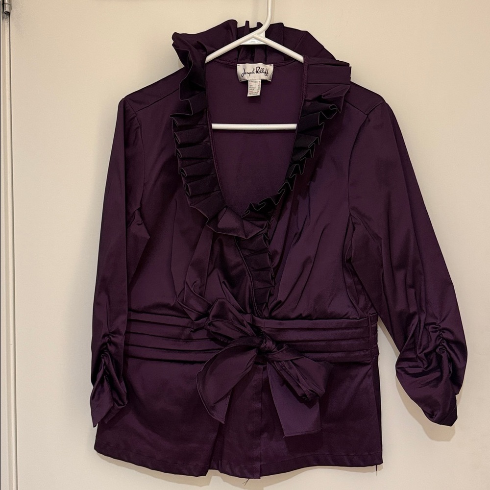 Joseph Ribkoff Purple Ruffle Blouse
